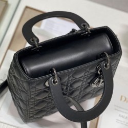 Fake Christian Dior Medium Lady Dior Bag Black Replica