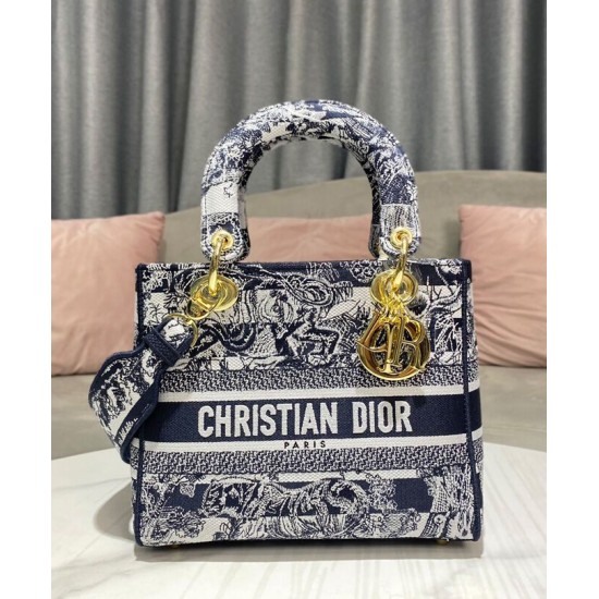 Replica Christian Dior Medium Lady D-Lite Bag Dark Blue Replica Christian Dior Medium Lady D-Lite Bag Dark Blue
