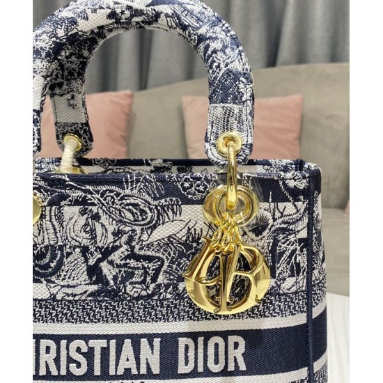 Replica Christian Dior Medium Lady D-Lite Bag Dark Blue Replica Christian Dior Medium Lady D-Lite Bag Dark Blue