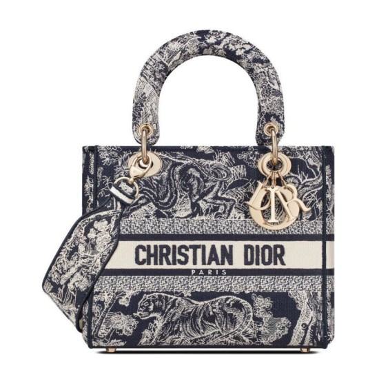 Fake Christian Dior Medium Lady D-Lite Bag Dark Blue Replica Fake Christian Dior Medium Lady D-Lite Bag Dark Blue Replica