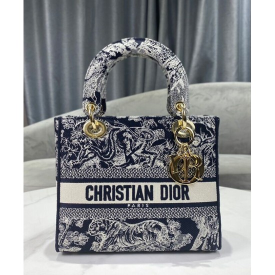 Fake Christian Dior Medium Lady D-Lite Bag Dark Blue Replica Fake Christian Dior Medium Lady D-Lite Bag Dark Blue Replica