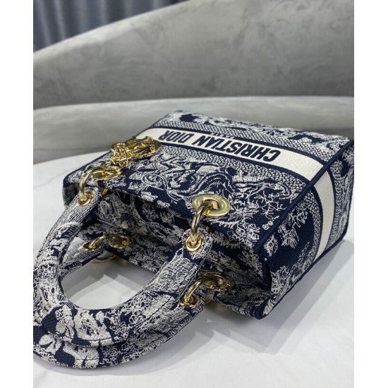 Fake Christian Dior Medium Lady D-Lite Bag Dark Blue Replica Fake Christian Dior Medium Lady D-Lite Bag Dark Blue Replica