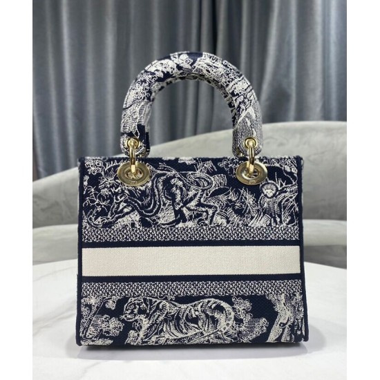 Fake Christian Dior Medium Lady D-Lite Bag Dark Blue Replica Fake Christian Dior Medium Lady D-Lite Bag Dark Blue Replica