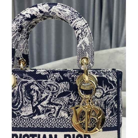 Fake Christian Dior Medium Lady D-Lite Bag Dark Blue Replica Fake Christian Dior Medium Lady D-Lite Bag Dark Blue Replica