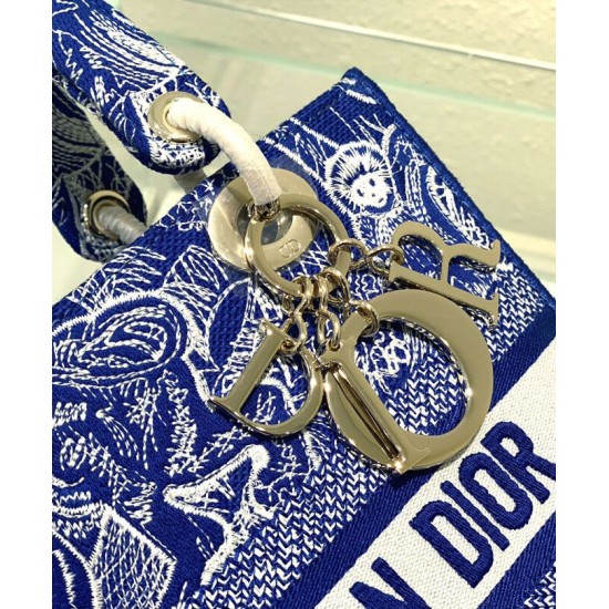 Fake Christian Dior Medium Lady d-Lite Bag Dark Blue Replica Replica Christian Dior Medium Lady d-Lite Bag Dark Blue