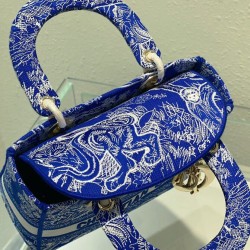 Replica Christian Dior Medium Lady d-Lite Bag Dark Blue