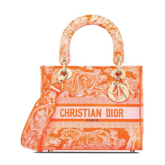 Replica Christian Dior Medium Lady d-Lite Bag Orange Replica Christian Dior Medium Lady d-Lite Bag Orange