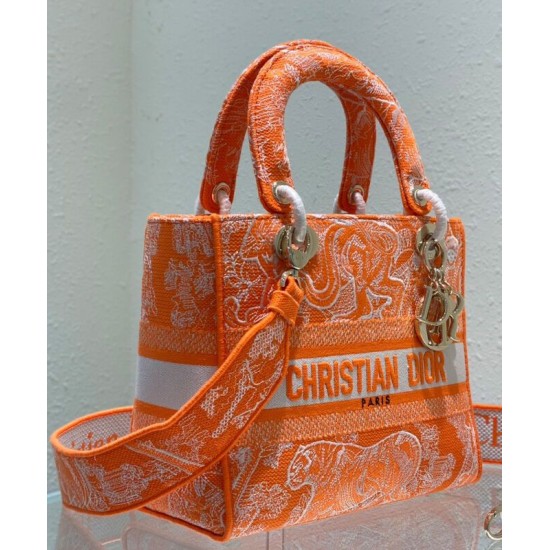 Replica Christian Dior Medium Lady d-Lite Bag Orange Replica Christian Dior Medium Lady d-Lite Bag Orange