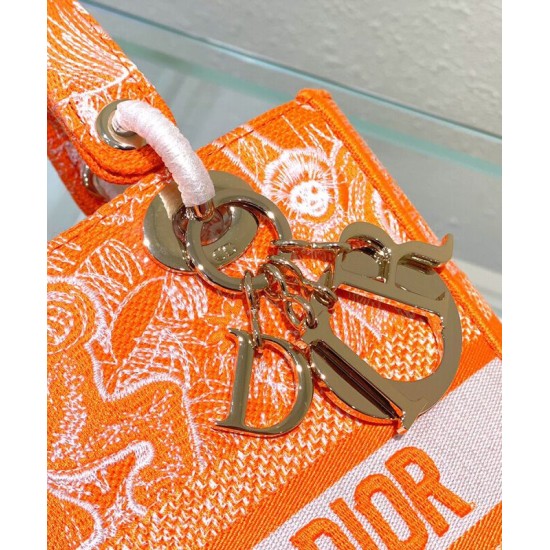 Replica Christian Dior Medium Lady d-Lite Bag Orange Replica Christian Dior Medium Lady d-Lite Bag Orange