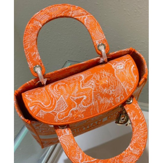 Replica Christian Dior Medium Lady d-Lite Bag Orange Replica Christian Dior Medium Lady d-Lite Bag Orange