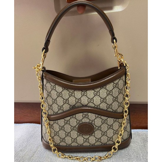 Replica Gucci Large Shoulder Bag With Interlocking G Coffee Fake Gucci Large Shoulder Bag With Interlocking G Coffee Replica