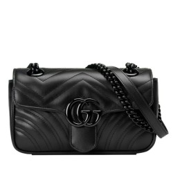Fake Gucci GG Marmont Quilted Mini Bag Black Replica