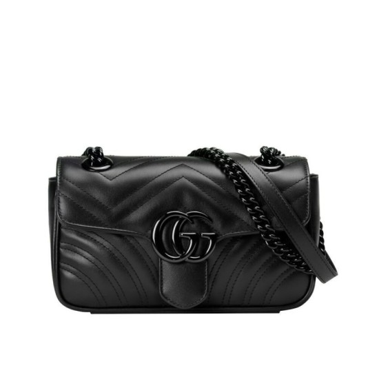 Fake Gucci GG Marmont Quilted Mini Bag Black Replica