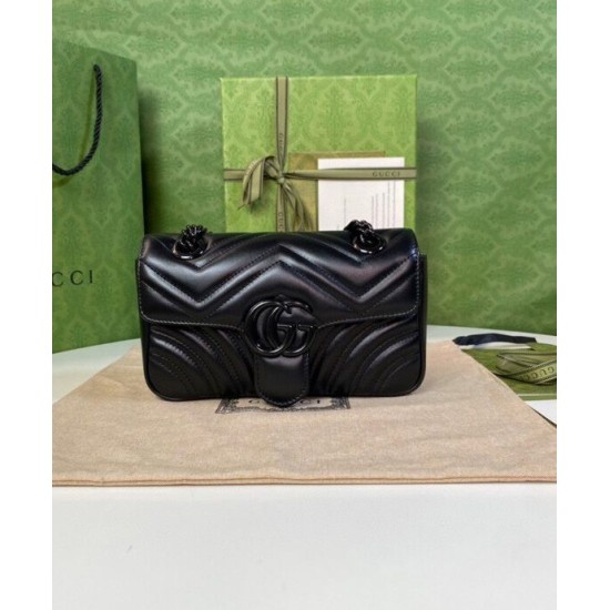 Fake Gucci GG Marmont Quilted Mini Bag Black Replica