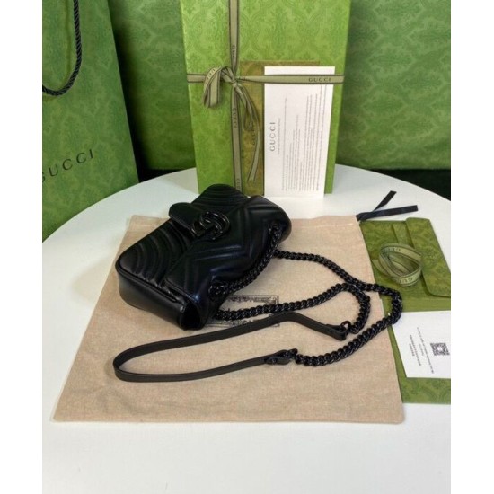 Fake Gucci GG Marmont Quilted Mini Bag Black Replica