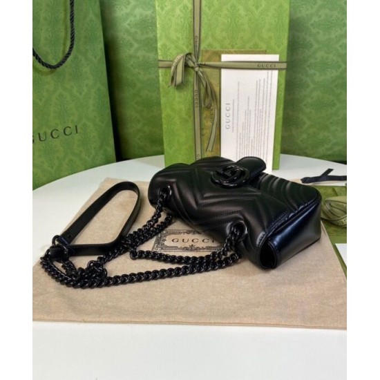 Fake Gucci GG Marmont Quilted Mini Bag Black Replica