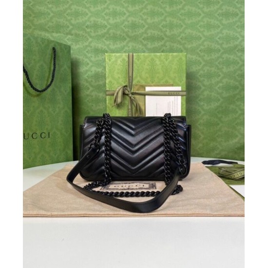 Fake Gucci GG Marmont Quilted Mini Bag Black Replica