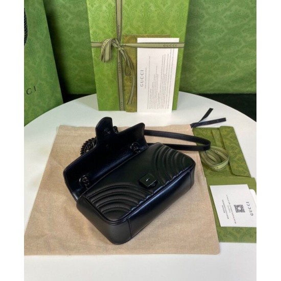 Fake Gucci GG Marmont Quilted Mini Bag Black Replica