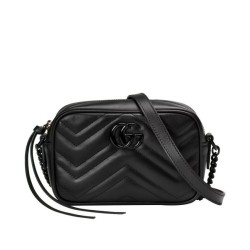 Fake Gucci GG Marmont Mini Shoulder Bag Black Replica