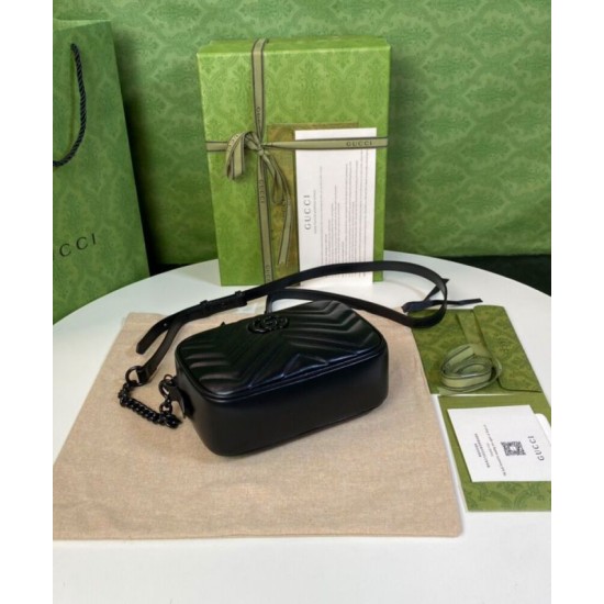 Replica Gucci GG Marmont Mini Shoulder Bag Black Fake Gucci GG Marmont Mini Shoulder Bag Black Replica