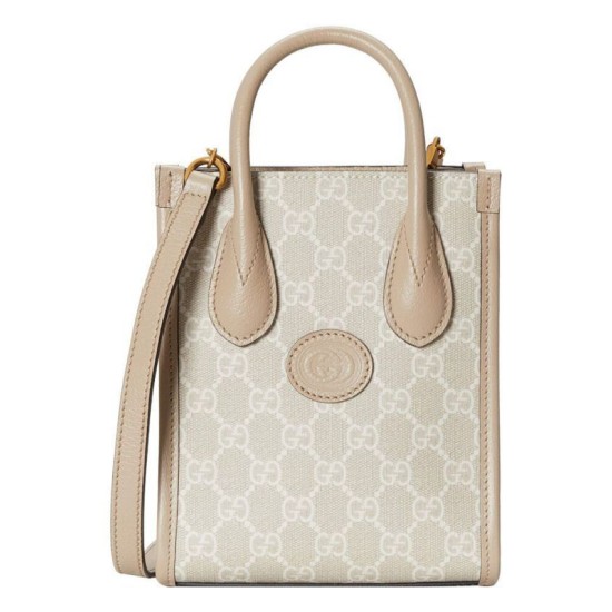 Replica Gucci Mini Tote Bag With Interlocking G Cream