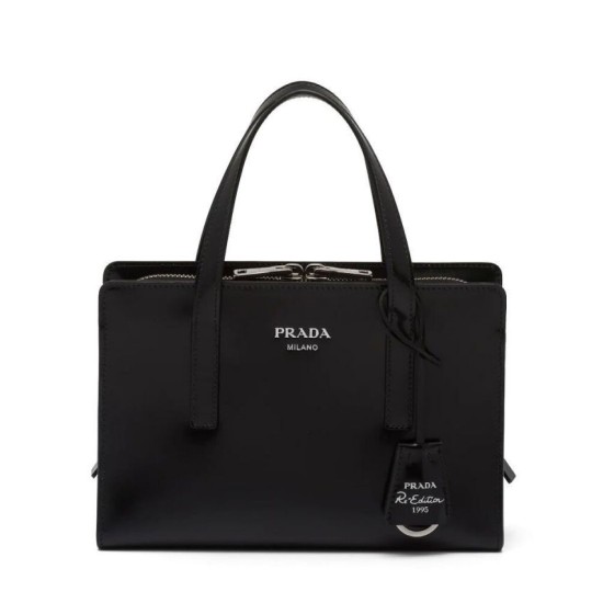 Fake Prada Re-Edition 1995 Brushed-Leather Mini Handbag Black Replica Replica Prada Re-Edition 1995 Brushed-Leather Mini Handbag Black