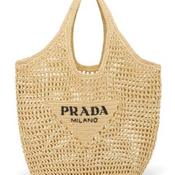 Replica Prada Raffia Tote Bag Apricot