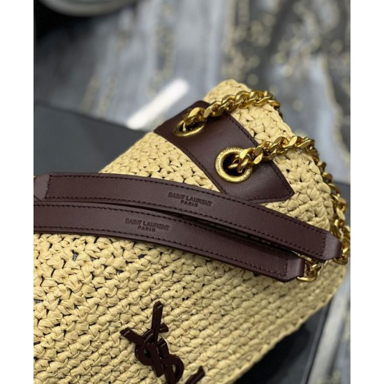 Replica YSL Saint Laurent Niki Medium Chain Bag In Raffia And Leather Apricot Fake YSL Saint Laurent Niki Medium Chain Bag In Raffia And Leather Apricot Replica