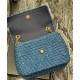 Replica YSL Saint Laurent Niki Medium Chain Bag In Raffia And Leather Blue Fake YSL Saint Laurent Niki Medium Chain Bag In Raffia And Leather Blue Replica