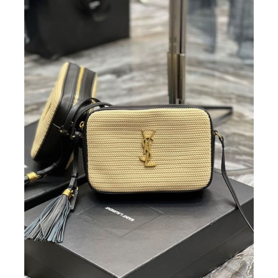 Replica YSL Saint Laurent Lou Camera Bag In Raffia And Leather Apricot Replica YSL Saint Laurent Lou Camera Bag In Raffia And Leather Apricot