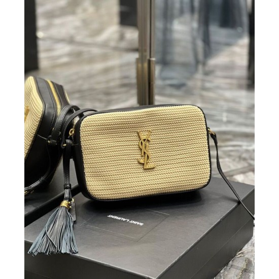 Replica YSL Saint Laurent Lou Camera Bag In Raffia And Leather Apricot Replica YSL Saint Laurent Lou Camera Bag In Raffia And Leather Apricot