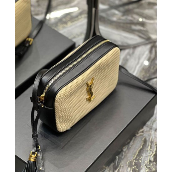 Replica YSL Saint Laurent Lou Camera Bag In Raffia And Leather Apricot Replica YSL Saint Laurent Lou Camera Bag In Raffia And Leather Apricot