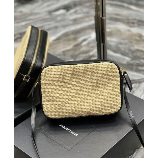 Replica YSL Saint Laurent Lou Camera Bag In Raffia And Leather Apricot Replica YSL Saint Laurent Lou Camera Bag In Raffia And Leather Apricot