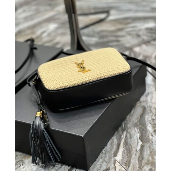 Replica YSL Saint Laurent Lou Camera Bag In Raffia And Leather Apricot Replica YSL Saint Laurent Lou Camera Bag In Raffia And Leather Apricot