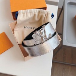 Replica Louis Vuitton LV Pyramide Glitter 40MM Belt Damier Leather M0504V