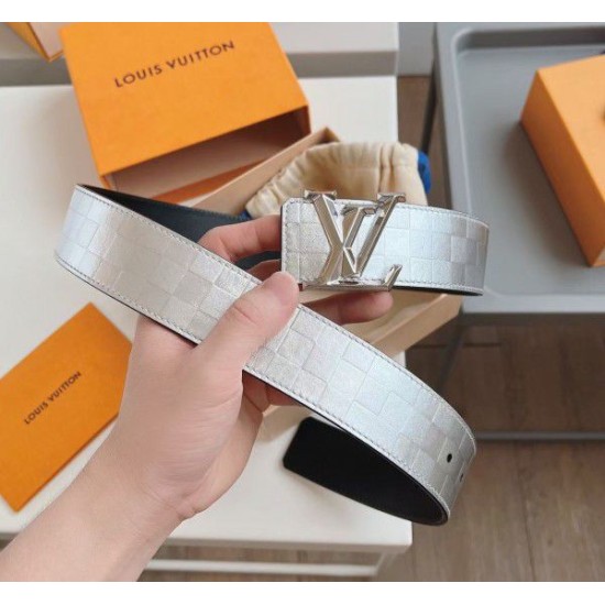Replica Louis Vuitton LV Pyramide Glitter 40MM Belt Damier Leather M0504V