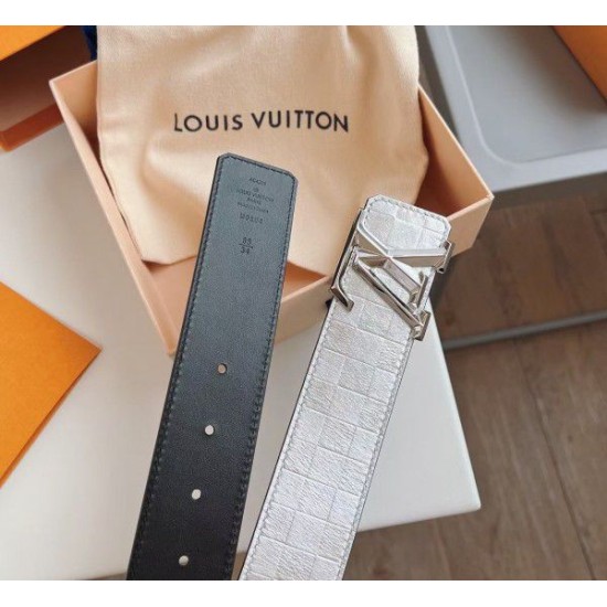 Replica Louis Vuitton LV Pyramide Glitter 40MM Belt Damier Leather M0504V