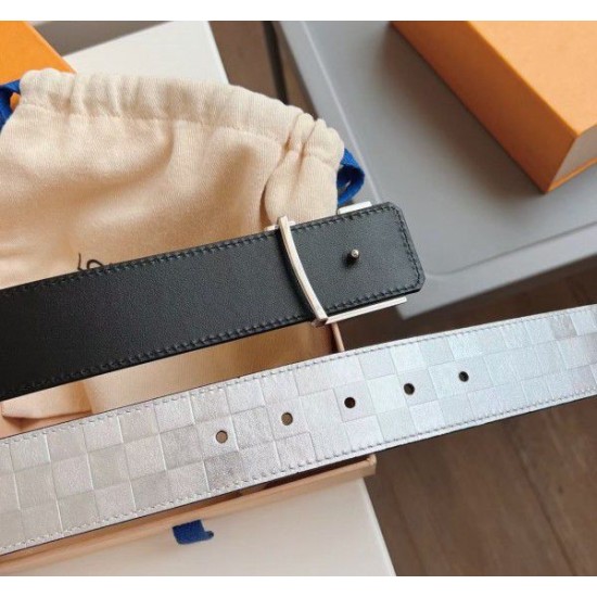 Replica Louis Vuitton LV Pyramide Glitter 40MM Belt Damier Leather M0504V