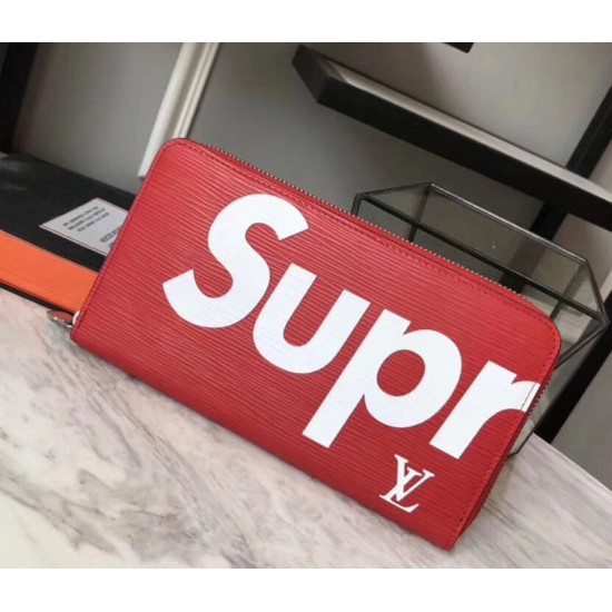 Replica Louis Vuitton Supreme X Zippy Wallet M60305 Epi Leather Red