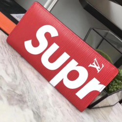 Replica Louis Vuitton Supreme X Zippy Wallet M60305 Epi Leather Red