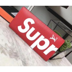 Replica Louis Vuitton Supreme X Zippy Wallet M60305 Epi Leather Red