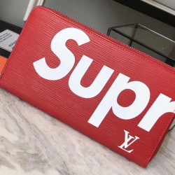 Replica Louis Vuitton Supreme X Zippy Wallet M60305 Epi Leather Red