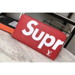 Replica Louis Vuitton Supreme X Zippy Wallet M60305 Epi Leather Red