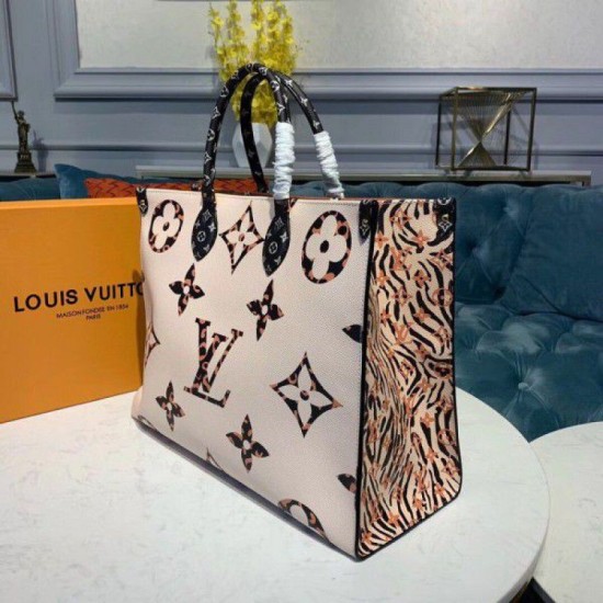 Fake Louis Vuitton Onthego Monogram Jungle Leopard Zebra M44675 Replica