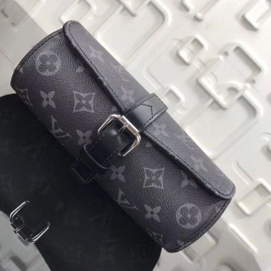 Fake Louis Vuitton 3 Watch Case Monogram Eclipse M43385 Replica Replica Louis Vuitton 3 Watch Case Monogram Eclipse M43385