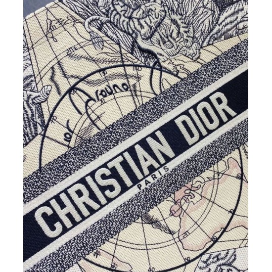 Fake Christian Dior Book Tote Multicolor Dior Around the World Embroidery Blue Replica Fake Christian Dior Book Tote Multicolor Dior Around the World Embroidery Blue Replica
