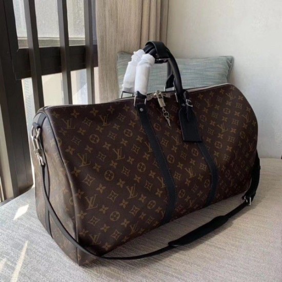 Replica Louis Vuitton Keepall Bandouliere 55 Monogram Macassar M56714