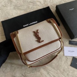 Replica YSL Saint Laurent Niki Medium Linen Bag Brown