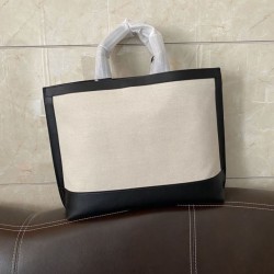Replica YSL Saint Laurent Shopping Tag Bag White /Black