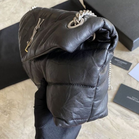 Replica YSL Saint Laurent Loulou Puffer Medium Bag Quilted Wrinkly Matte Leather Black Fake YSL Saint Laurent Loulou Puffer Medium Bag Quilted Wrinkly Matte Leather Black Replica